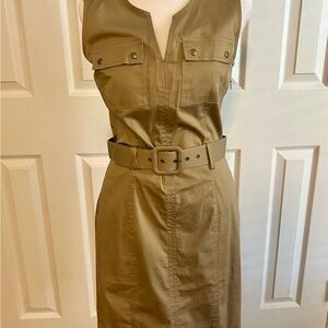 Banana Republic Tan Belted Midi Dress